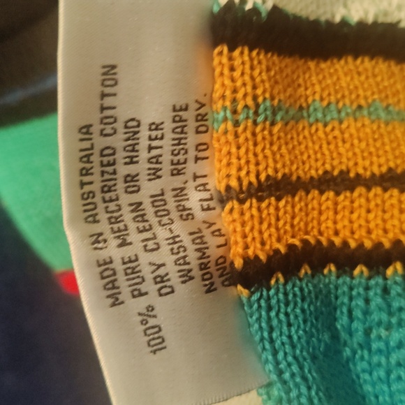 Carlo Alberto Australia multi color mercerized cotton v-neck sweater size large - Picture 4 of 4